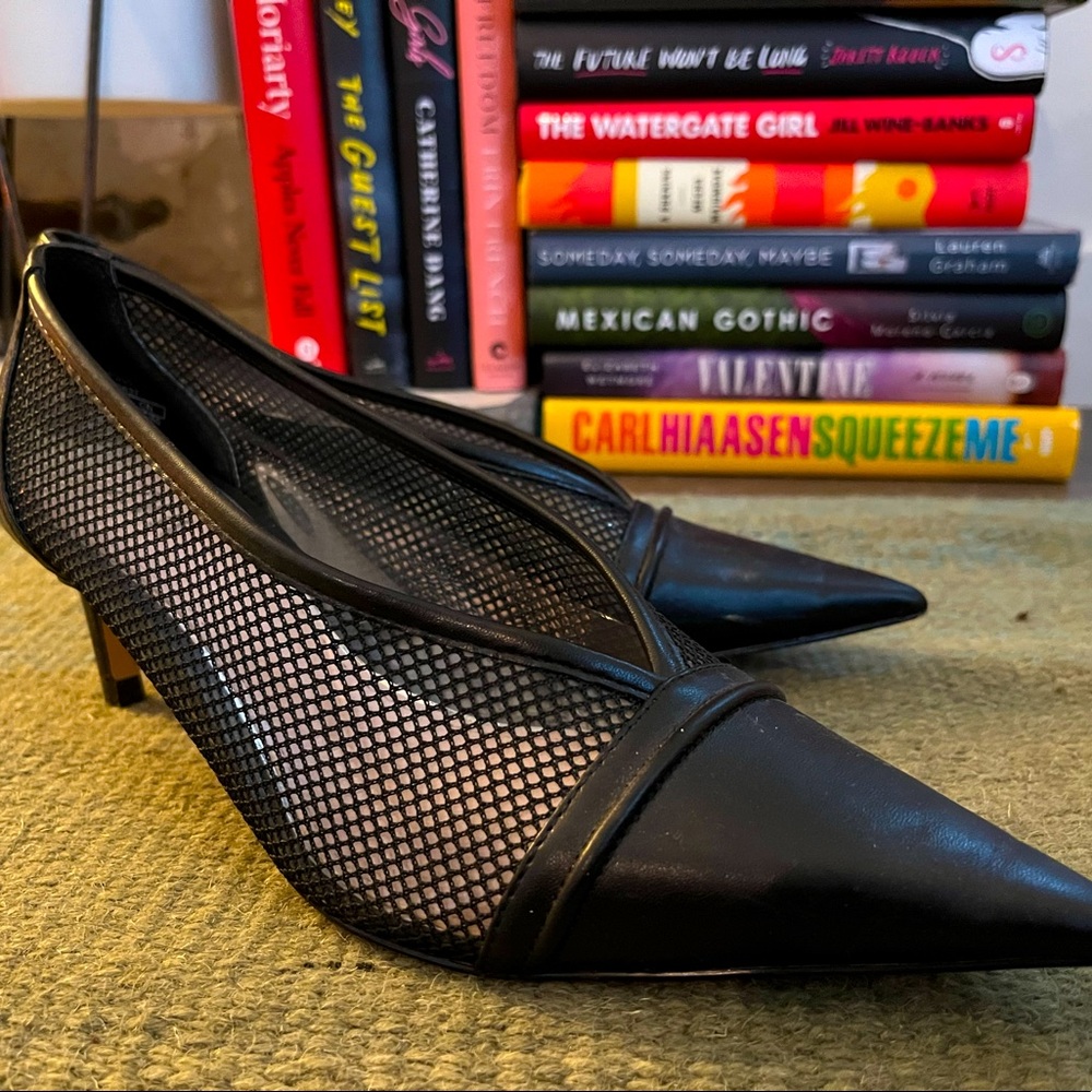 Zara Black Mesh Kitten Heel